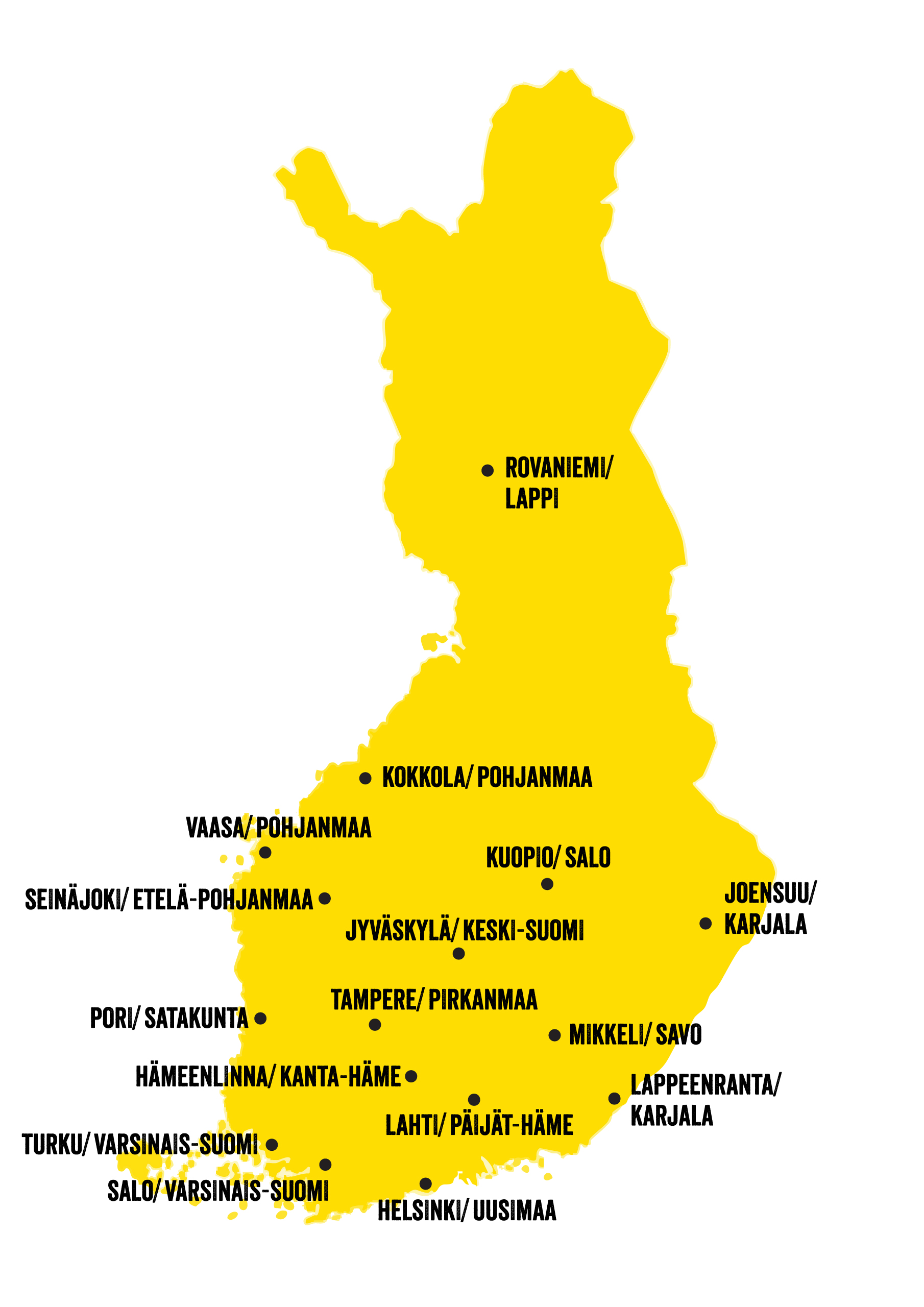 FinFami-yhdistysten kartta