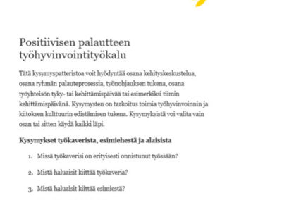 Positiivisen palautteen työhyvinvointityökalu