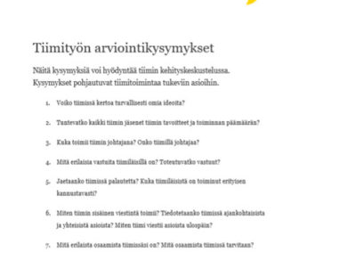 Tiimityön arviointikysymykset